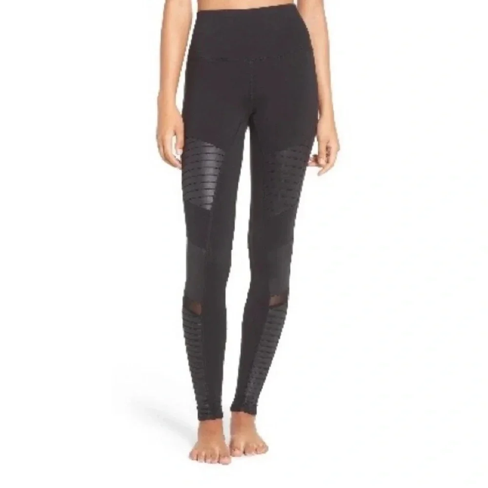 Alo Yoga High Waist Moto Leggings, Black/Black Glossy, Women’s Small